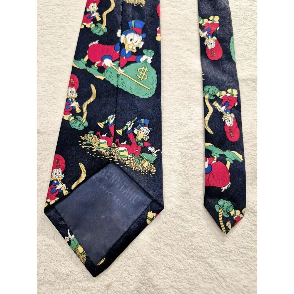 Disney Uncle Scrooge Men Necktie Black Limited Edition Rare Vintage Money Bags